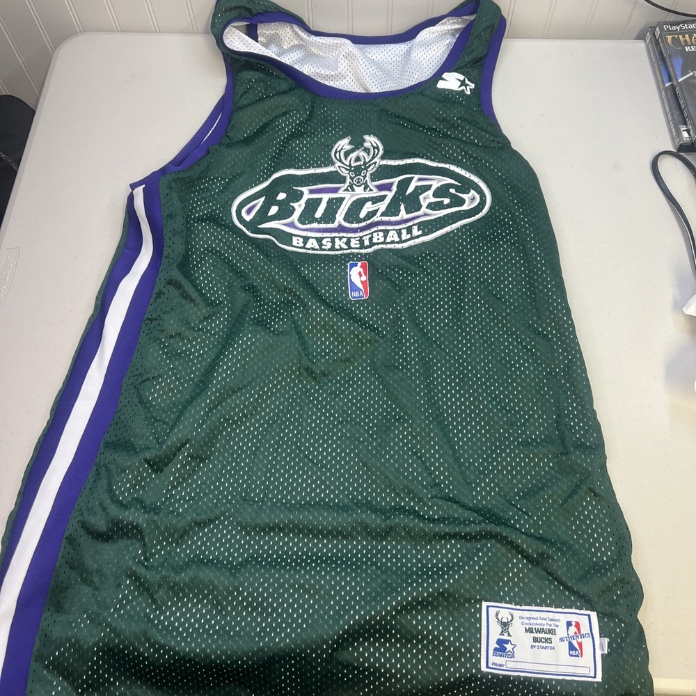 TEAM ISSUED‎ Milwaukee Bucks Vintage 90s NBA Practice Jersey STARTER Mens Large